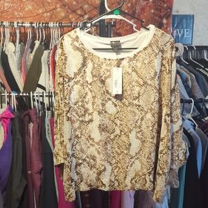 Worthington Beige and Brown Snake Print Blouse